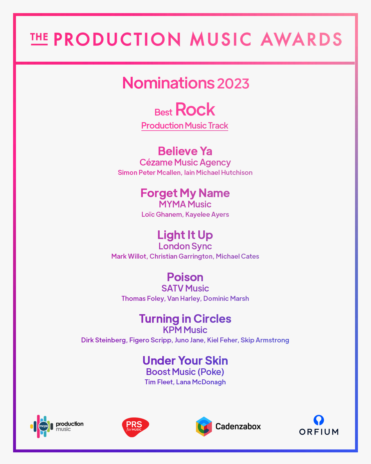 Production Music Awards Nomination